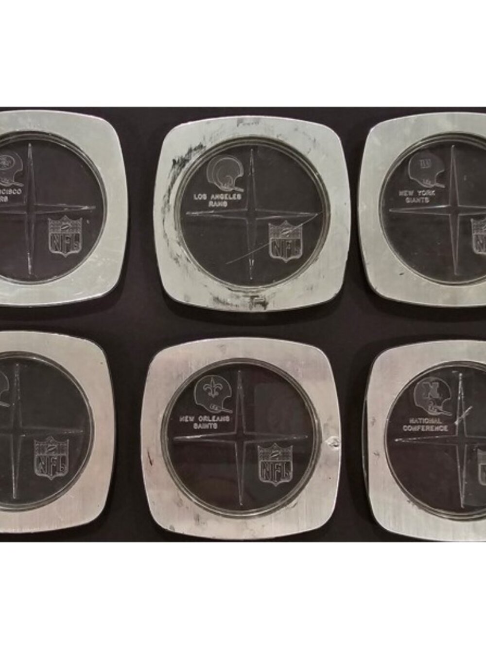 Vintage 1970s NFL's NFC Team Logo Coasters – Lot of 14 Clear Plastic Collectible